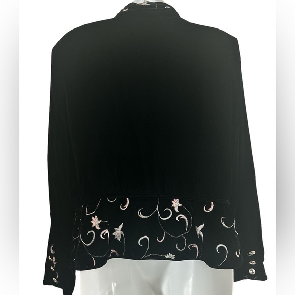 RARE Vintage Ungaro Ter Black Velvet Embroidered Jacket Sz 12 - Picture 3 of 15
